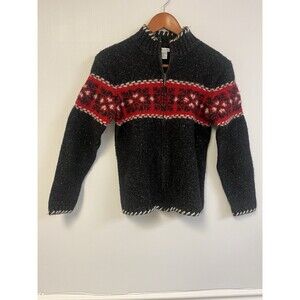 Eagle’s Eye Nordic Design Fair Isle Zip Up Cardigan Sz M Wool Silk Grandpacore